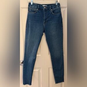 Good American Good Legs Skinny Jeans in Distressed Medium Blue, Size 10/30